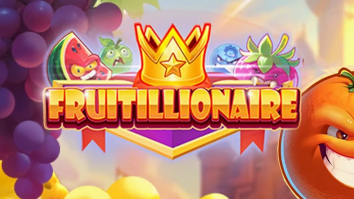 Tampilan visual slot Fruitillionaire dengan karakter buah yang marah